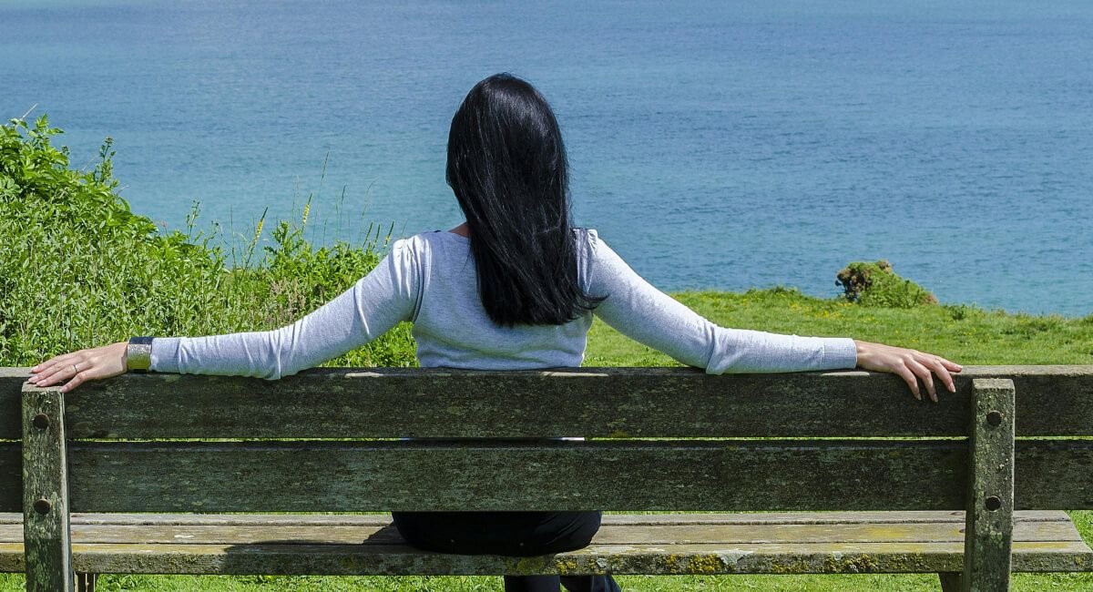 Recruiter relaxing in nature to decompress and manage stress