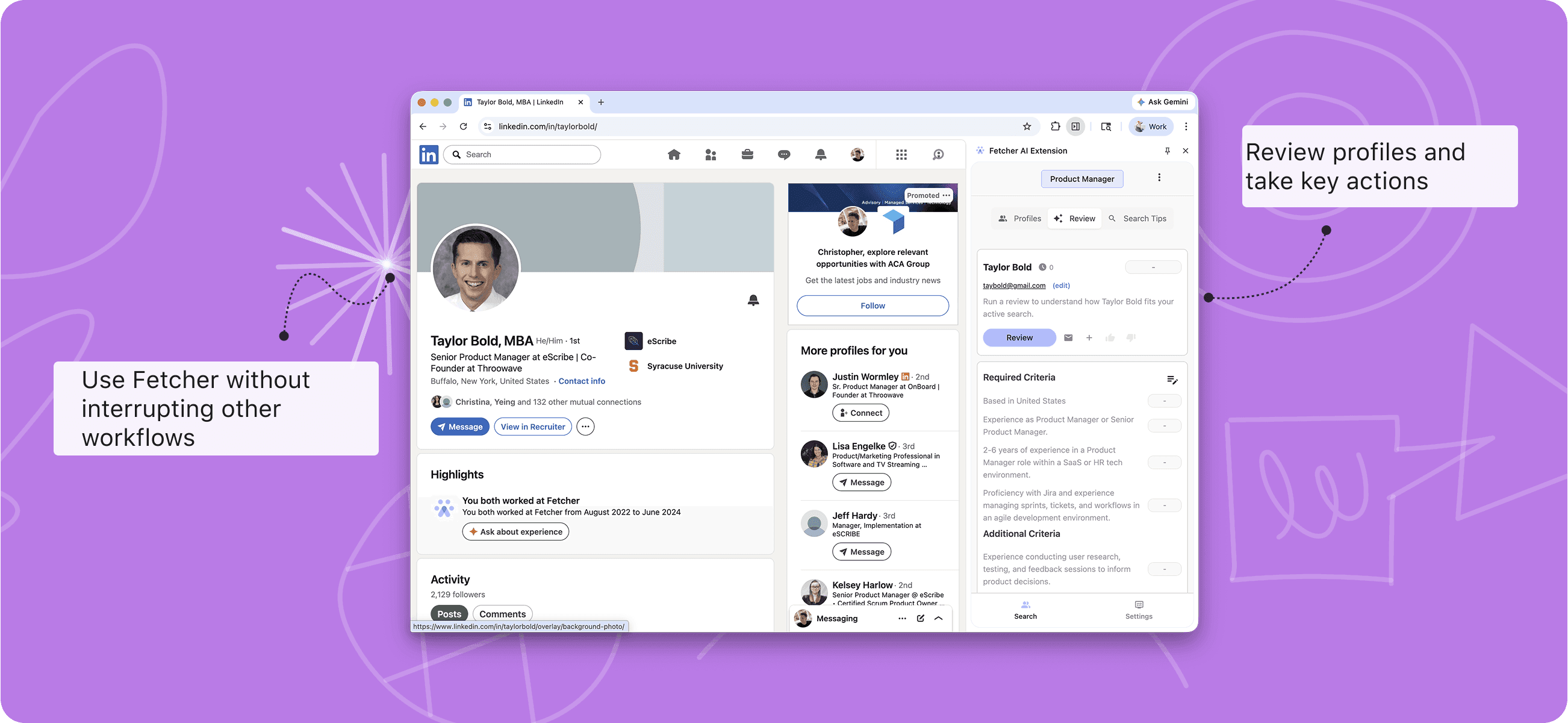 Fetcher Chrome Extension in LinkedIn